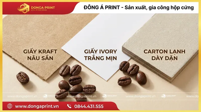 Lựa chọn chất liệu in hộp giấy đựng cà phê chuẩn nhất