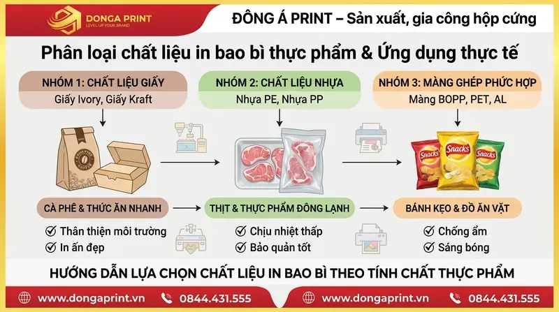Phân loại chất liệu in bao bì thực phẩm & Ứng dụng thực tế