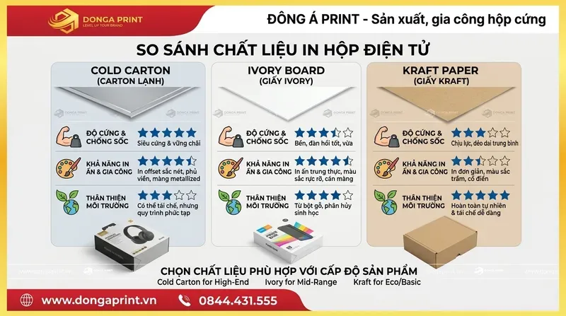 Tiêu chuẩn kỹ thuật & Chất liệu khi in hộp giấy đựng linh kiện điện tử