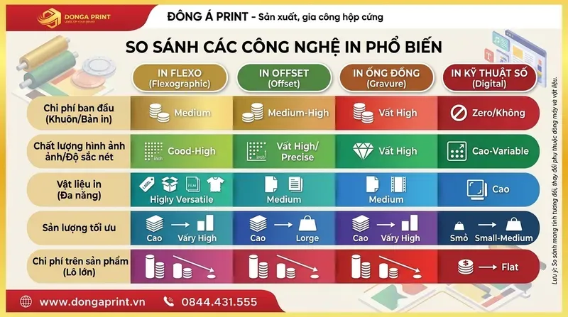 So sánh in flexo với in offset, ống đồng và kỹ thuật số
