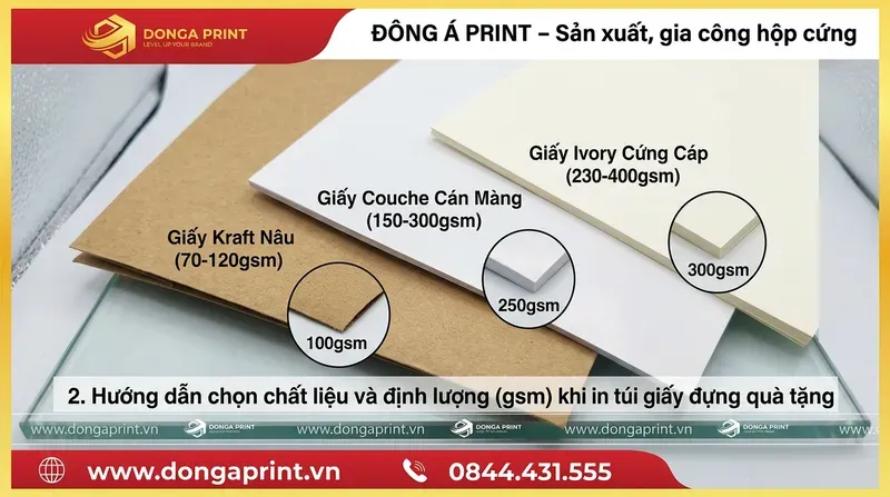Hướng dẫn chọn chất liệu và định lượng (gsm) khi in túi giấy đựng quà tặng