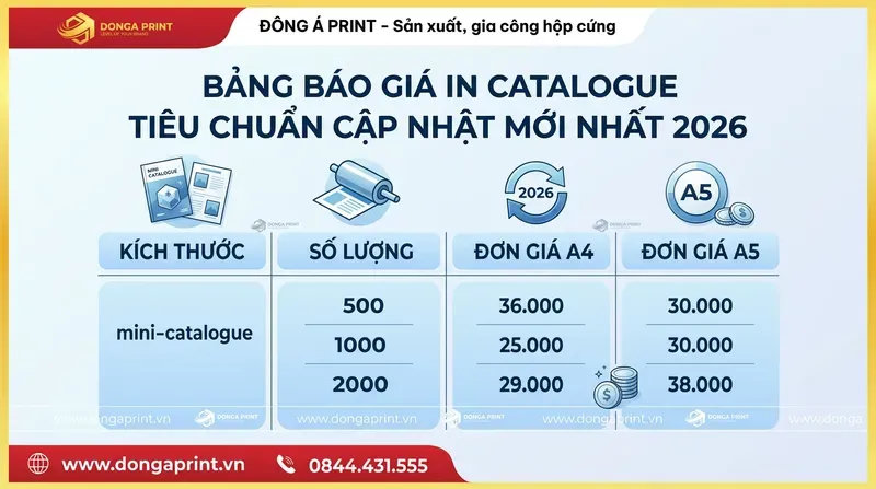 Bảng báo giá in catalogue tiêu chuẩn cập nhật mới nhất 2026