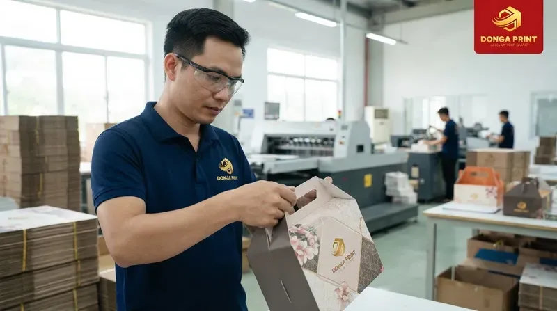 Quy trình đặt in và cách chọn xưởng in hộp giấy có quai