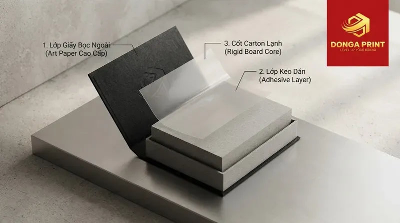 Cấu tạo hộp cứng bìa cứng bọc giấy và so sánh với bao bì thông thường
