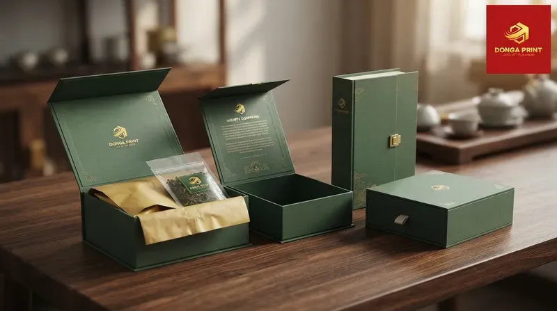 Các kiểu in hộp cứng đựng trà phổ biến